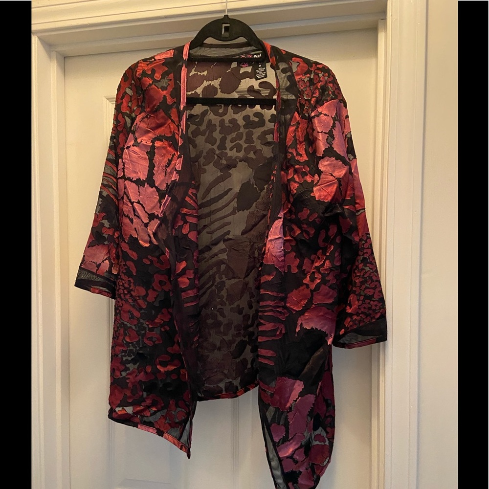 Peck & Peck Open Front Mesh Cardigan Size M